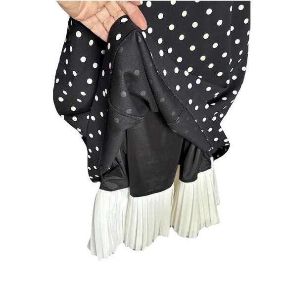 Cinq A Sept Catriona Size 10 Black White Polka Dot Pleated Hem Dress $396 - Picture 10 of 13